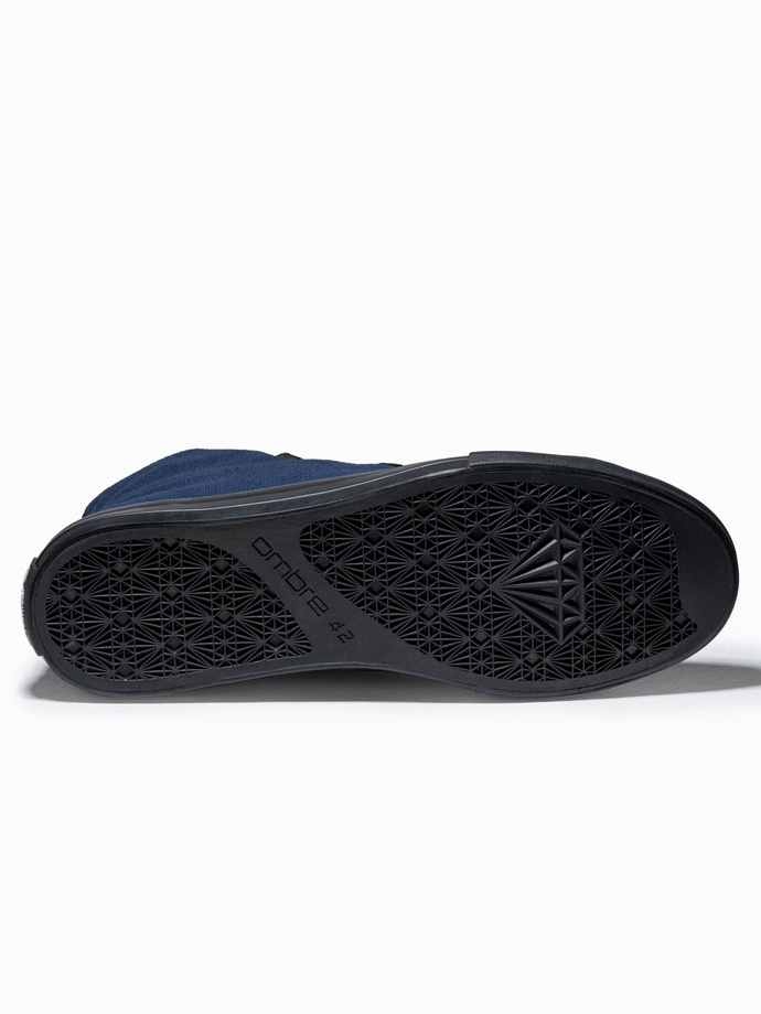 Buty męskie trampki z łączonych materiałów - granatowe V3 OM-FOTH-0143