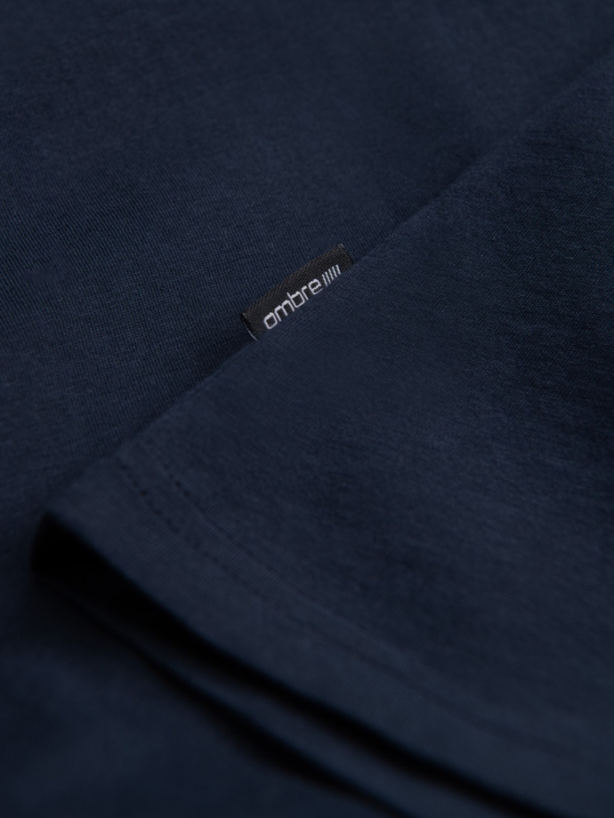 Classic BASIC men's cotton T-shirt - navy blue V2 OM-TSBS-0146