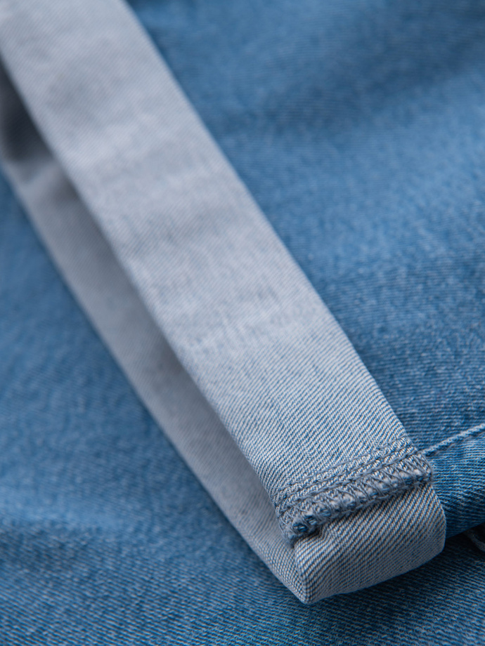 Jeansowe szorty męskie z podwinięta nogawką - jasnoniebieskie V1 OM-SRDS-0161