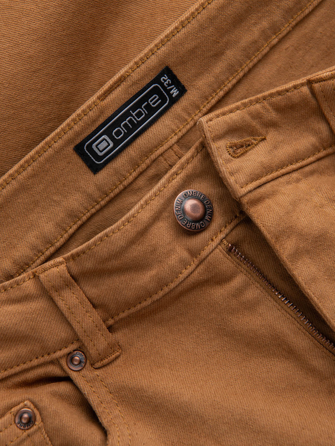 Men's denim pants without rubbing SLIM FIT - camel V10 OM-PADP-0148