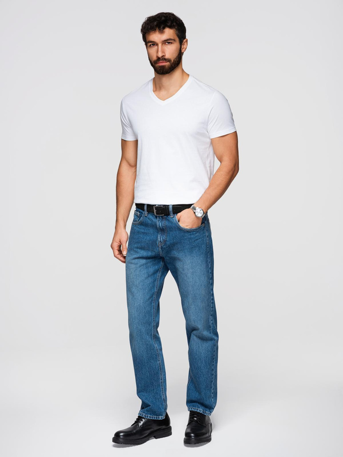 BASIC men's classic cotton T-shirt with a crew neckline - white V4 OM-TSBS-0237