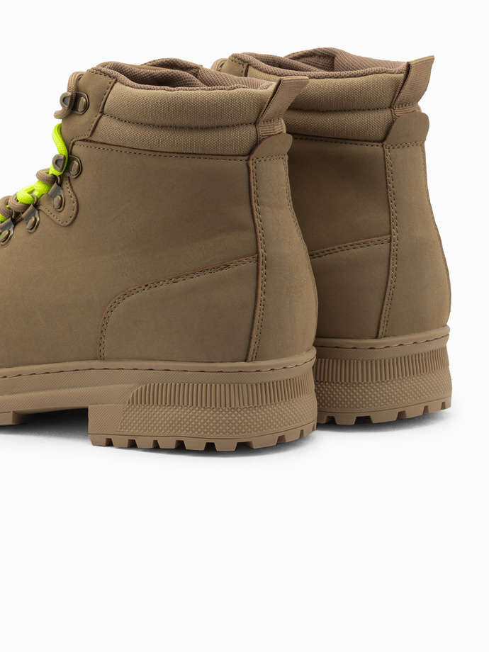 Men's winter trekking boots with contrasting laces - brown V2 OM-FOBO-0132