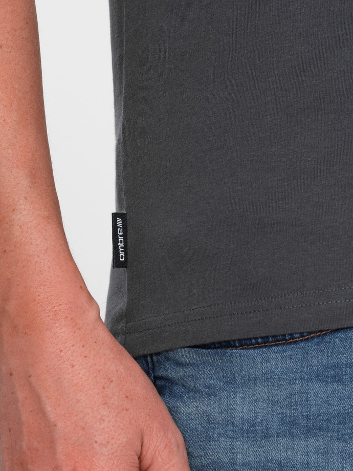 BASIC men's classic cotton T-shirt with a crew neckline - graphite V3 OM-TSBS-0145