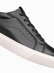 Men's eco leather sneakers shoes - black V2 OM-FOCS-0179