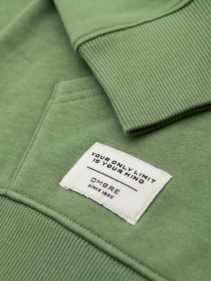 Men's kangaroo sweatshirt with hood - green V3 OM-SSBN-0177