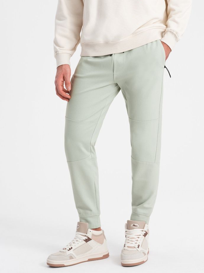 Men's elastic waistband sweatpants with stitching - mint V3 OM-PASK-0142