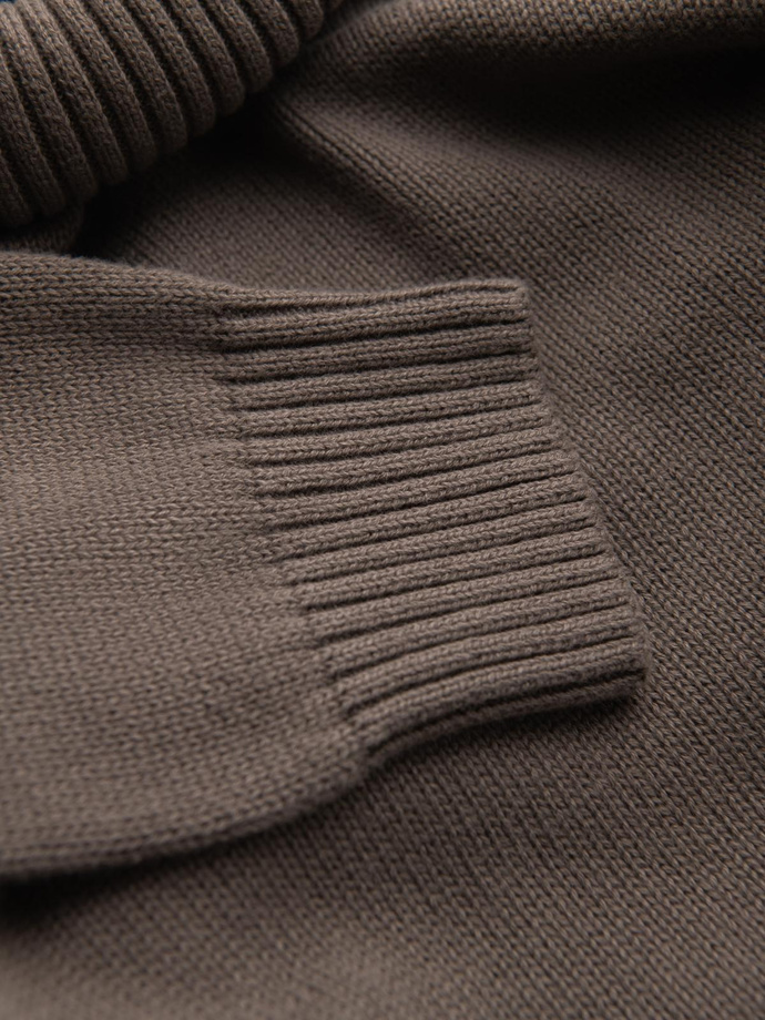 Golf męski sweter z dzianiny – szarobrązowy V1 OM-SWTN-0163