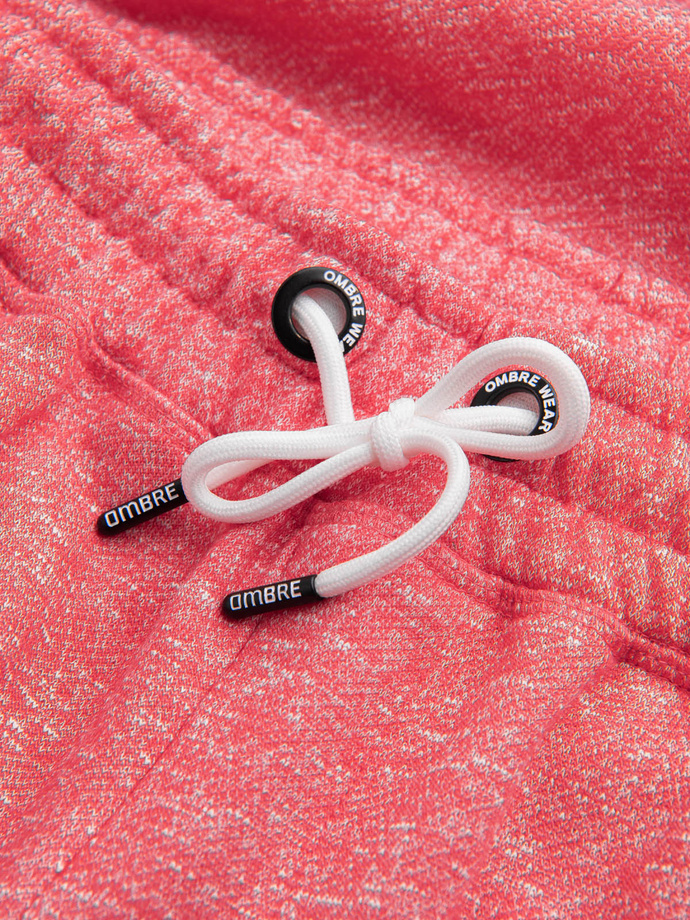 Spodenki męskie z tkaniny melanżowej LOOSE FIT - jasnoczerwone V7 OM-SRSK-0116