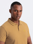 Men's BASIC single-color pique knit polo shirt - mustard V8 OM-POBS-0100