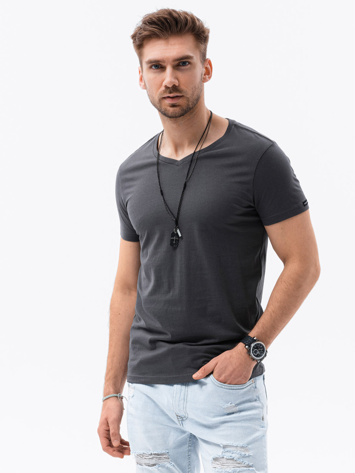 Men's classic BASIC v-neck T-shirt - graphite V3 S1369
