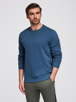 Men's BASIC sweatshirt with round neckline - navy blue V4 OM-SSBN-0175