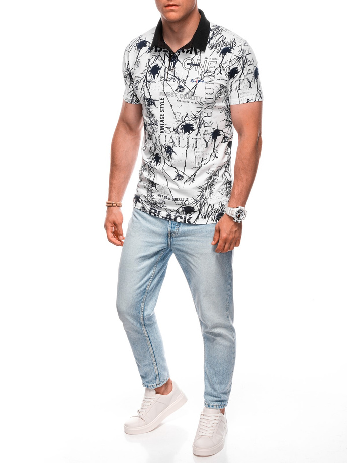 Printed Men's Polo Shirt S1994 - white