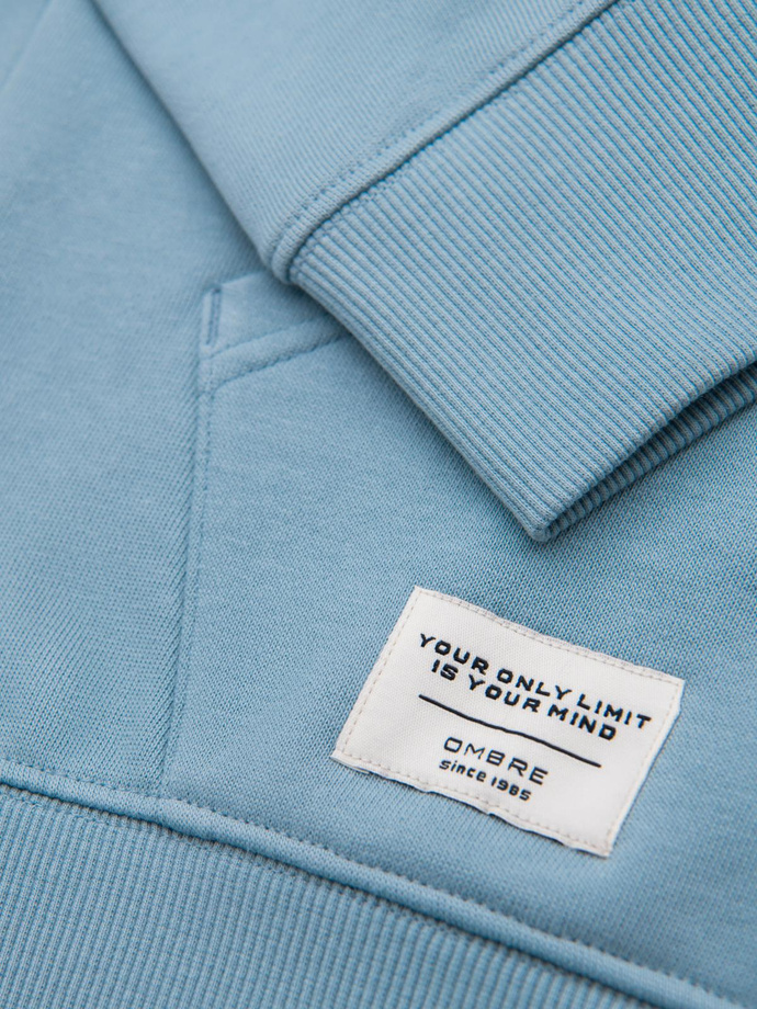 Bluza męska dresowa BASIC kangurka z kapturem - niebieska V7 B1674
