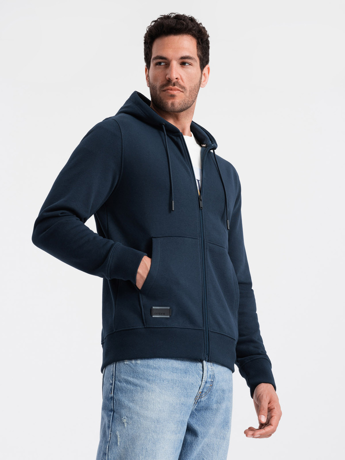 BASIC men's cotton stretch sweatshirt - navy blue V1 OM-SSBZ-0160