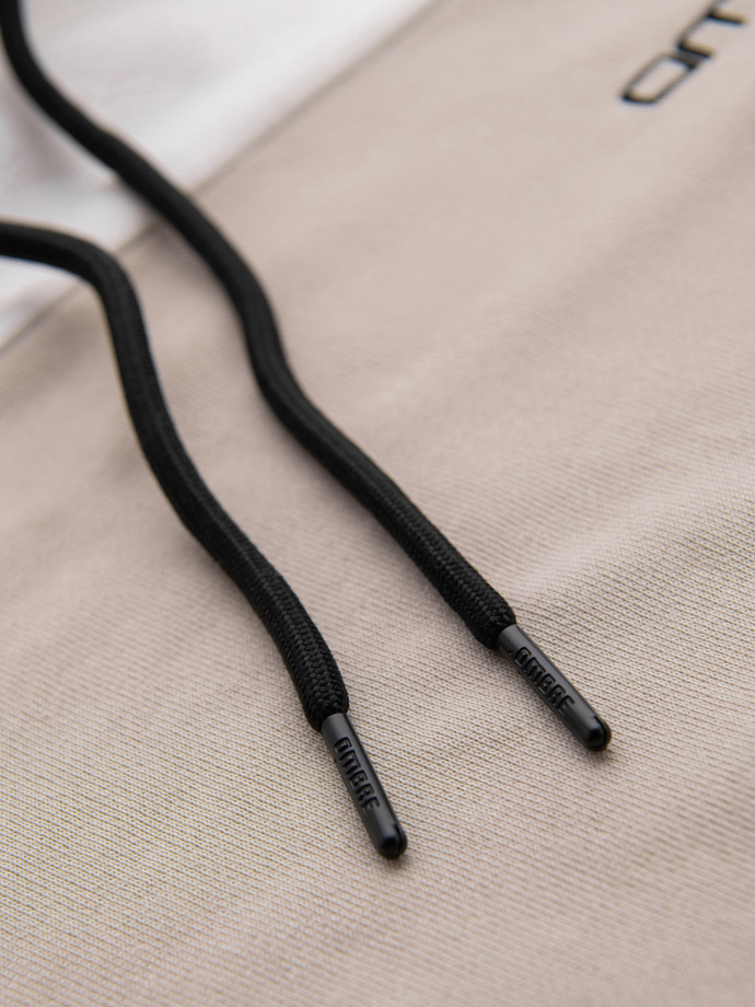 Męska bawełniana bluza z kapturem z kontrastującymi elementami - biała V1 OM-SSNZ-0225