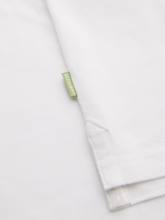 Polo koszulka z bawełnianej dzianiny pique – ecru V7 OM-POSS-0103