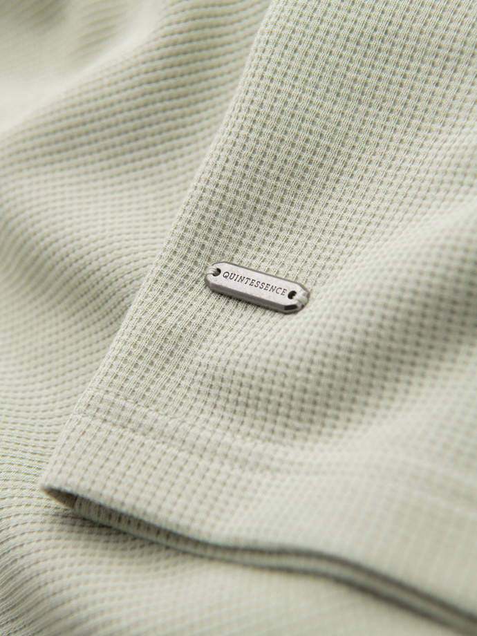 Koszulka męska o waflowej strukturze z okrągłym dekoltem – pistacjowa V4 OM-TSCT-0197