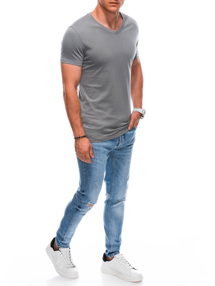 Men's basic V-neck t-shirt EM-TSBS-0101 - gray V8