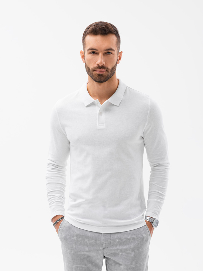 Men's plain longsleeve L132 - white V1