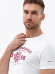 Men's cotton college print t-shirt - white V1 OM-TSPT-0137