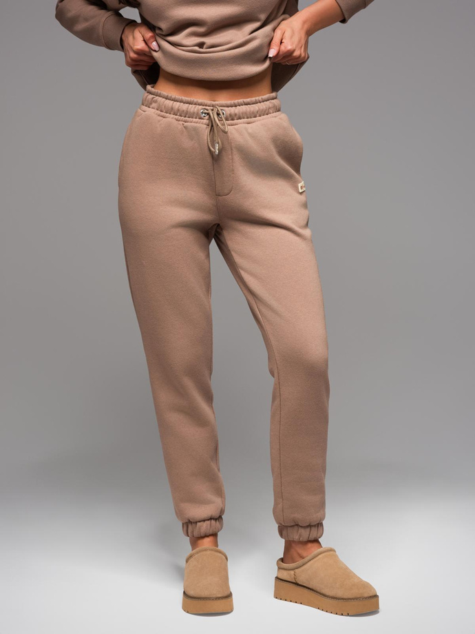 Classic unisex sweatpants with ribbed cuffs - brown V16 OU-PSBC-0100