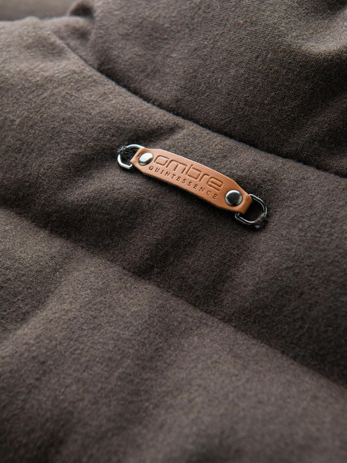 Men's quilted wool sleeveless jacket - olive melange V4 OM-JAVJ-0200