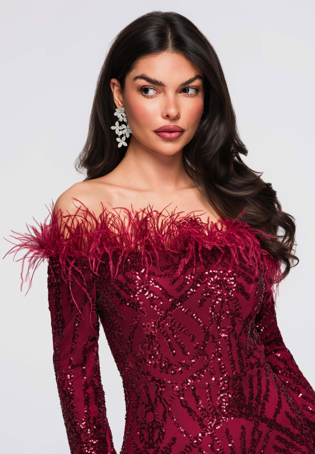 Evening dress LA-OM-DLR286 - burgundy