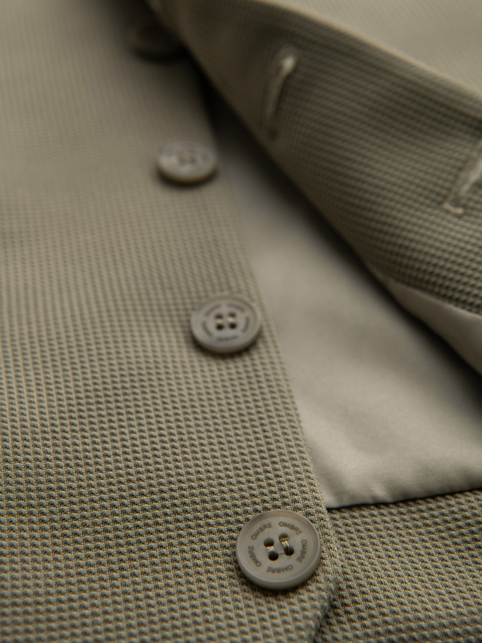 Fitted men's structured knit vest with lapels - olive V1 OM-BLZV-0144
