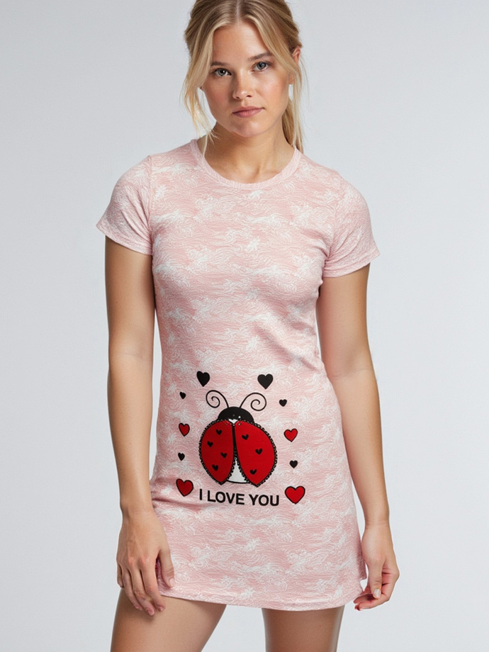 Piżama damska koszula nocna ULR258 - czerwony