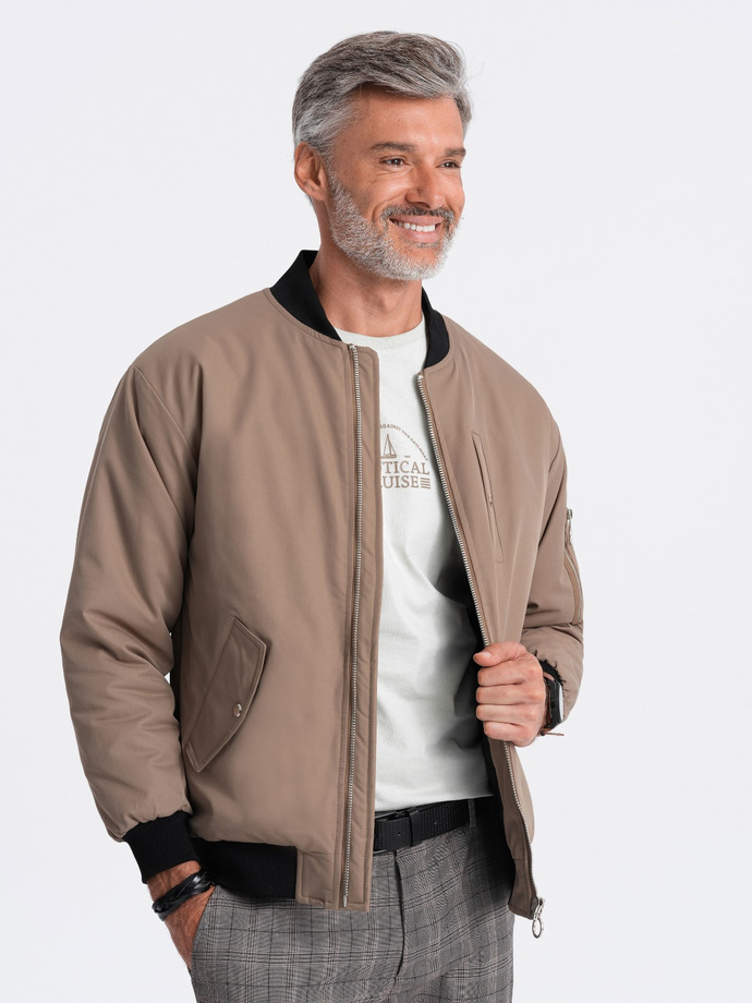 Men's insulated bomber jacket - beige V9 C516