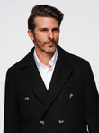 Men's double-breasted coat with decorative buttons - black V2 OM-COWC-0137