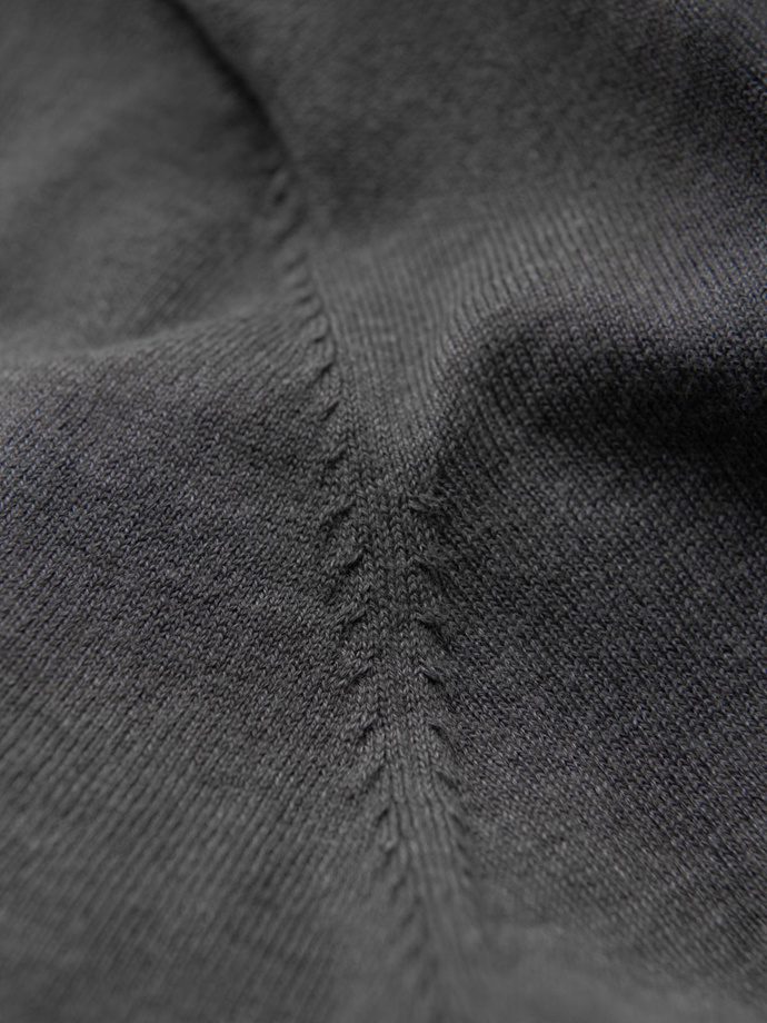 Jednokolorowy męski dzianinowy golf z wiskozą – szary melanż V2 OM-SWTN-0101