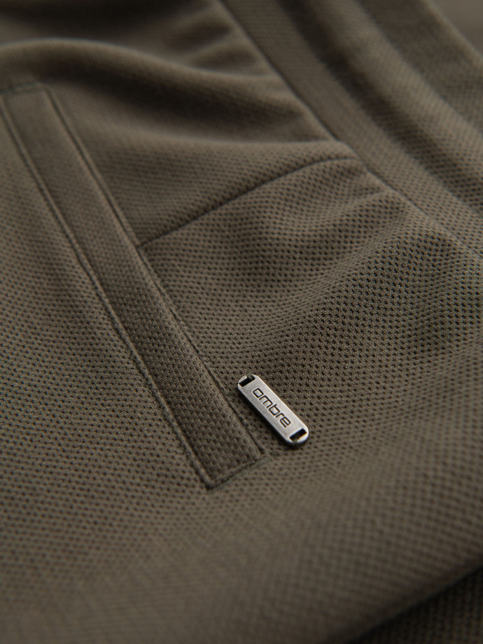 Męskie dzianinowe szorty z podwiniętymi nogawkami – oliwkowe V5 OM-SRCS-0170