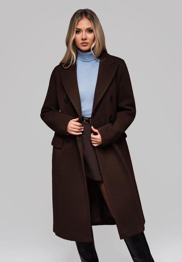 Women's double-breasted fitted coat LARICA OW-COLC-0108 v1 - brown