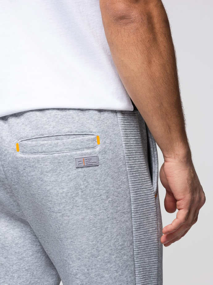 Men's sweatpants with contrast stitching - grey melange V3 OM-PASK-0145