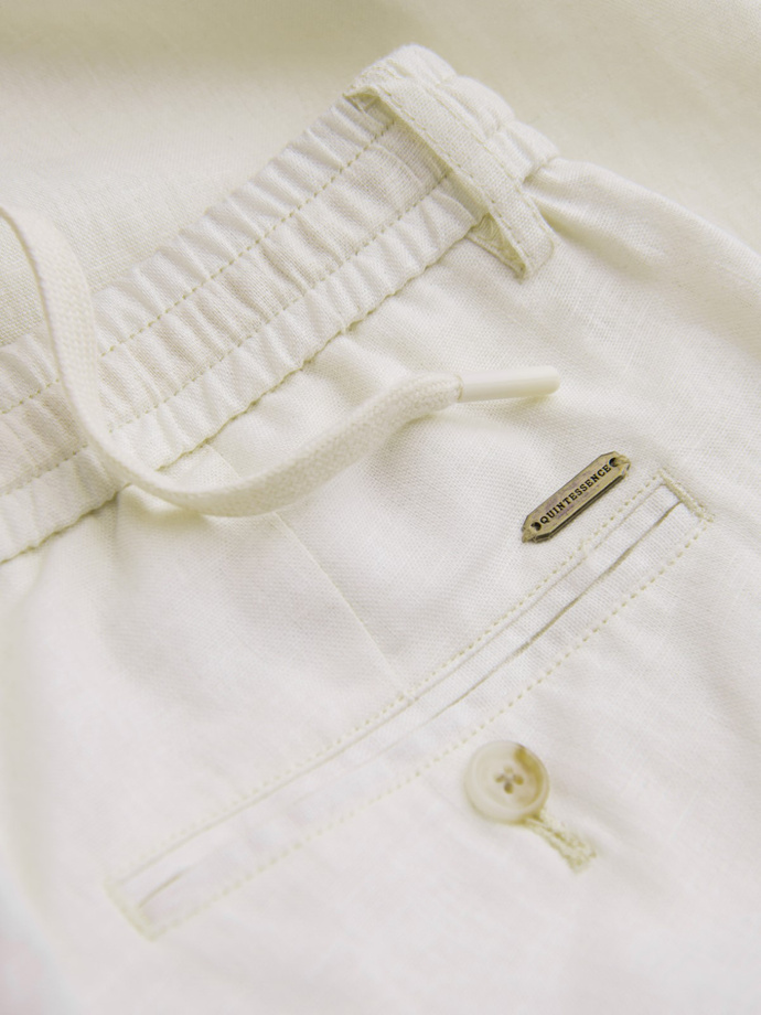 Men's linen blend roll-up chino pants - cream V2 OM-PACP-0198