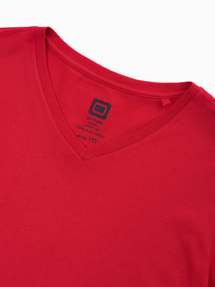 Classic BASIC men's shirt with a serape neckline - red V14 S1369