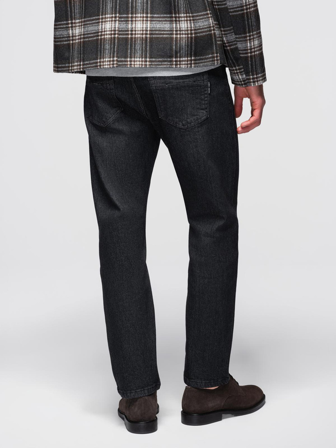 Spodnie męskie jeansowe z przetarciami REGULAR FIT - czarne V2 OM-PADP-0241