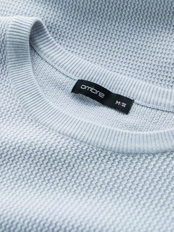 Men's mélange structured knit sweater - blue V2 OM-SWSW-0142