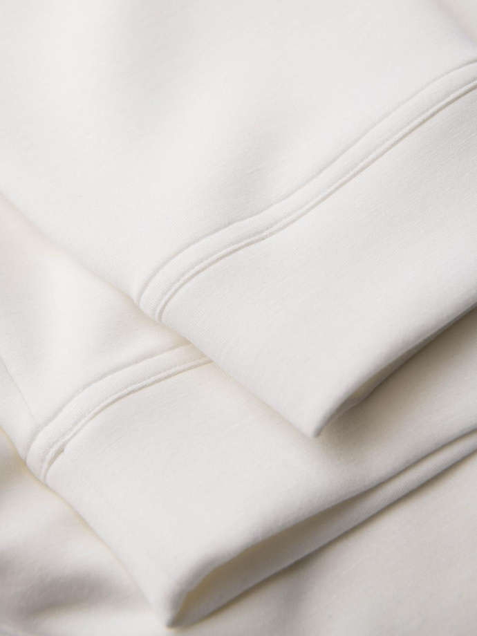 Men's sweatpants with ribbed legs and rubber print - white V2 OM-PASK-0223