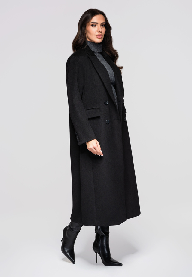 Płaszcz damski wełniany długi LARICA OW-COLC-0100 v4 - czarny