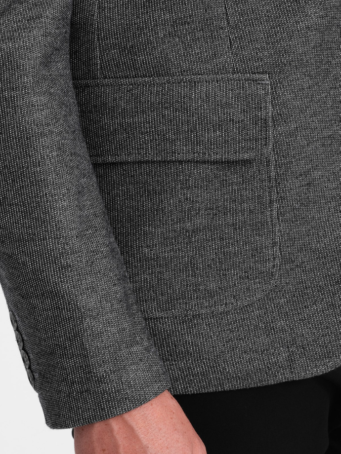 Men's blazer with elbow patches - black V5 OM-BLZB-0108