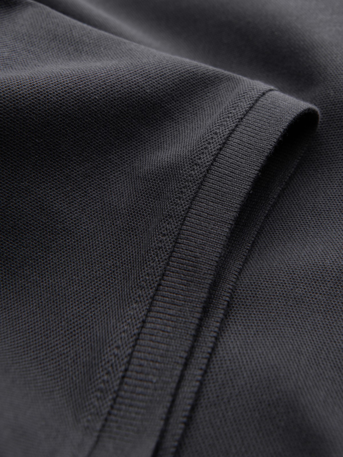 Jednokolorowa koszulka męska polo BASIC z dzianiny pique - grafitowa V3 OM-POBS-0100