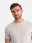 Men's full-print t-shirt with colorful letters - light beige V1 OM-TSFP-0185