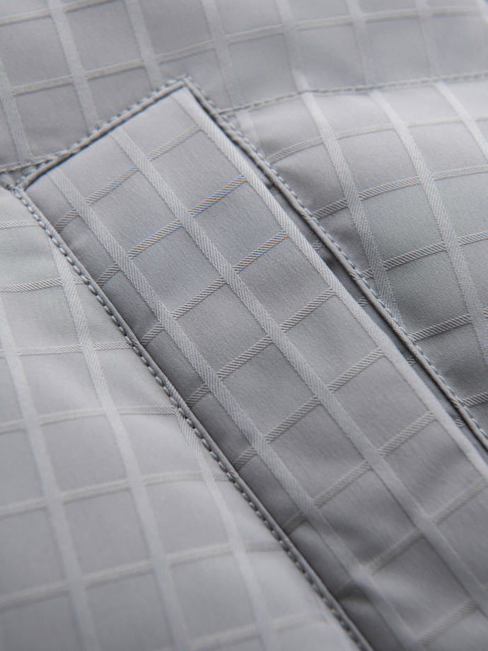 Długa męska kurtka parka ze strukturalnej tkaniny – szara V2 OM-JALJ-0201