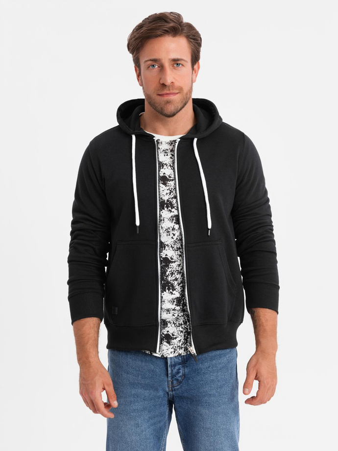 BASIC men's zip-up hoodie - black V1 OM-SSBZ-0118