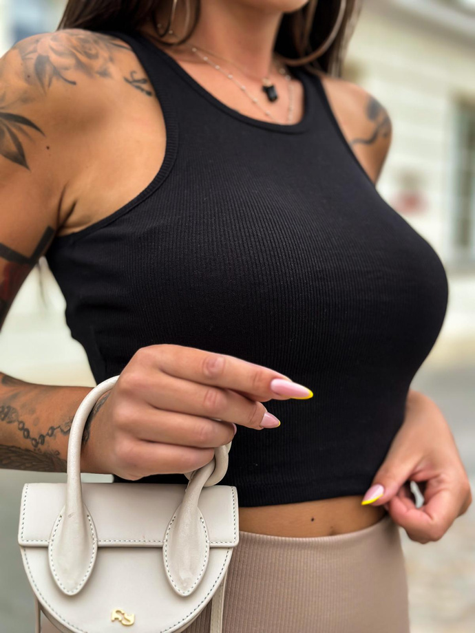 Striped crop top SLR090- black