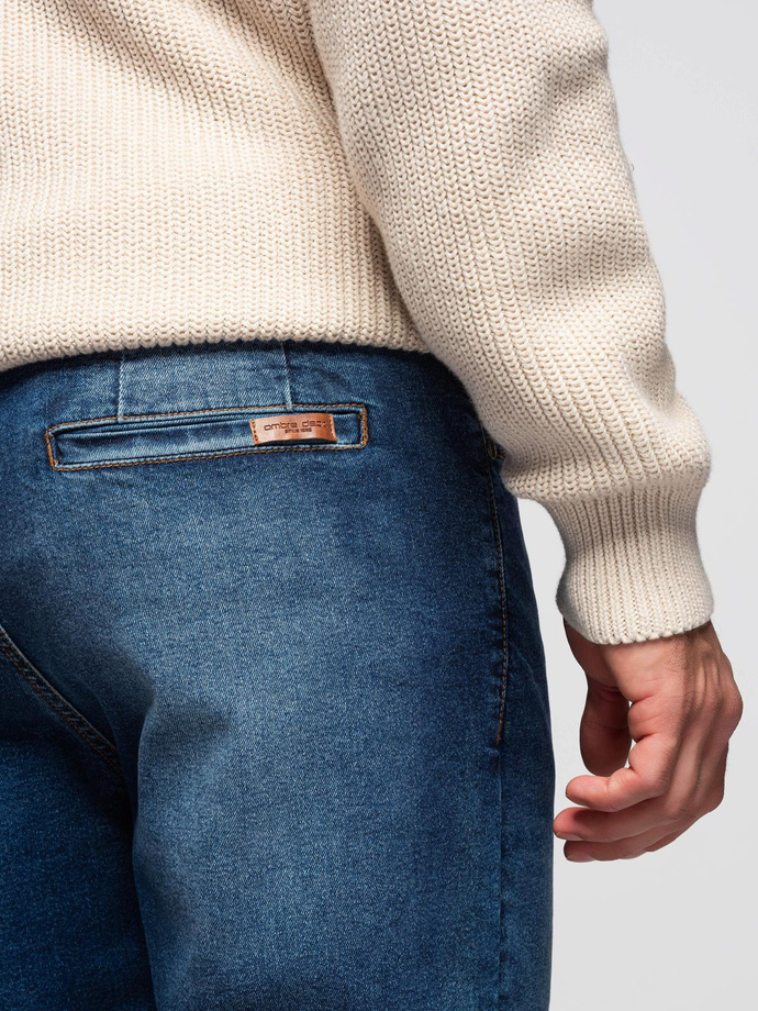 Men's CARROT denim pants with rubbing - blue V2 OM-PADP-0253