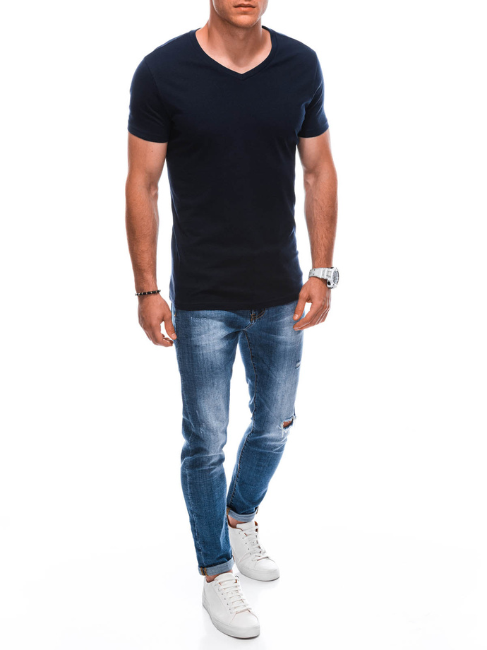 Men's basic V-neck t-shirt EM-TSBS-0101 - navy blue V3