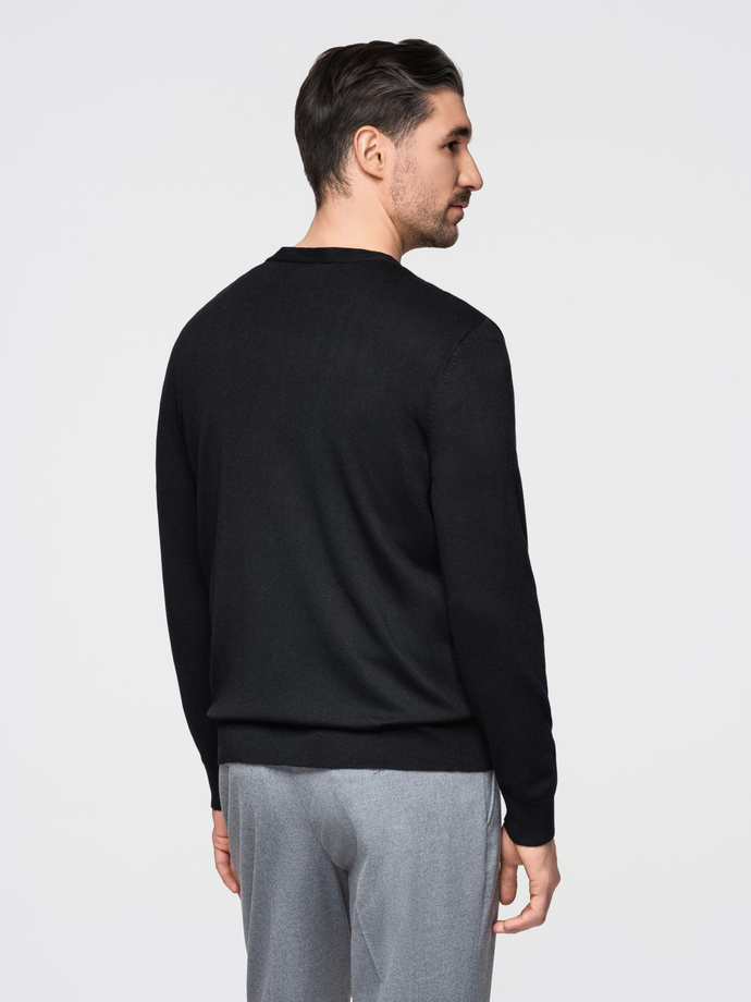 Monochrome knitted men's viscose cardigan - black V2 OM-SWCD-0126